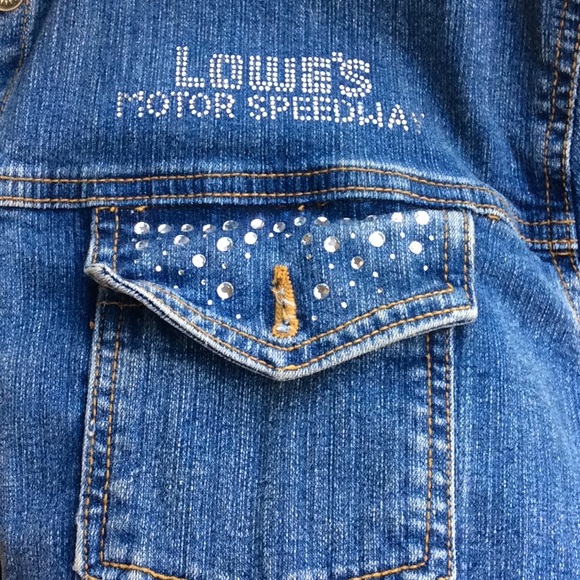Vintage Lowes Motor Speedway Jean Jacket W/Bling - Picture 4 of 5